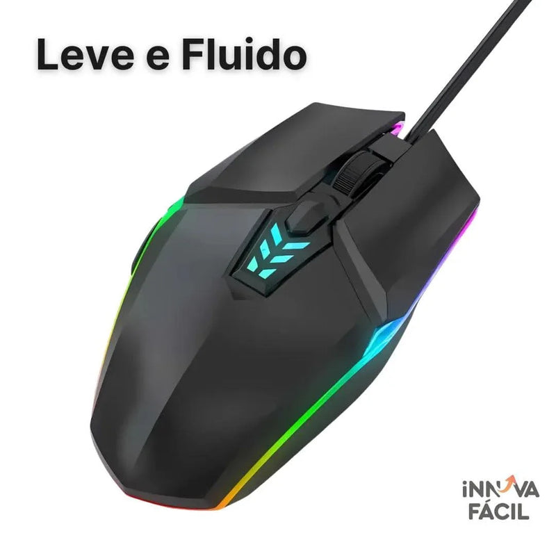 Mouse USB com 1600 DPI, 6 Botões e Design Ergonômico